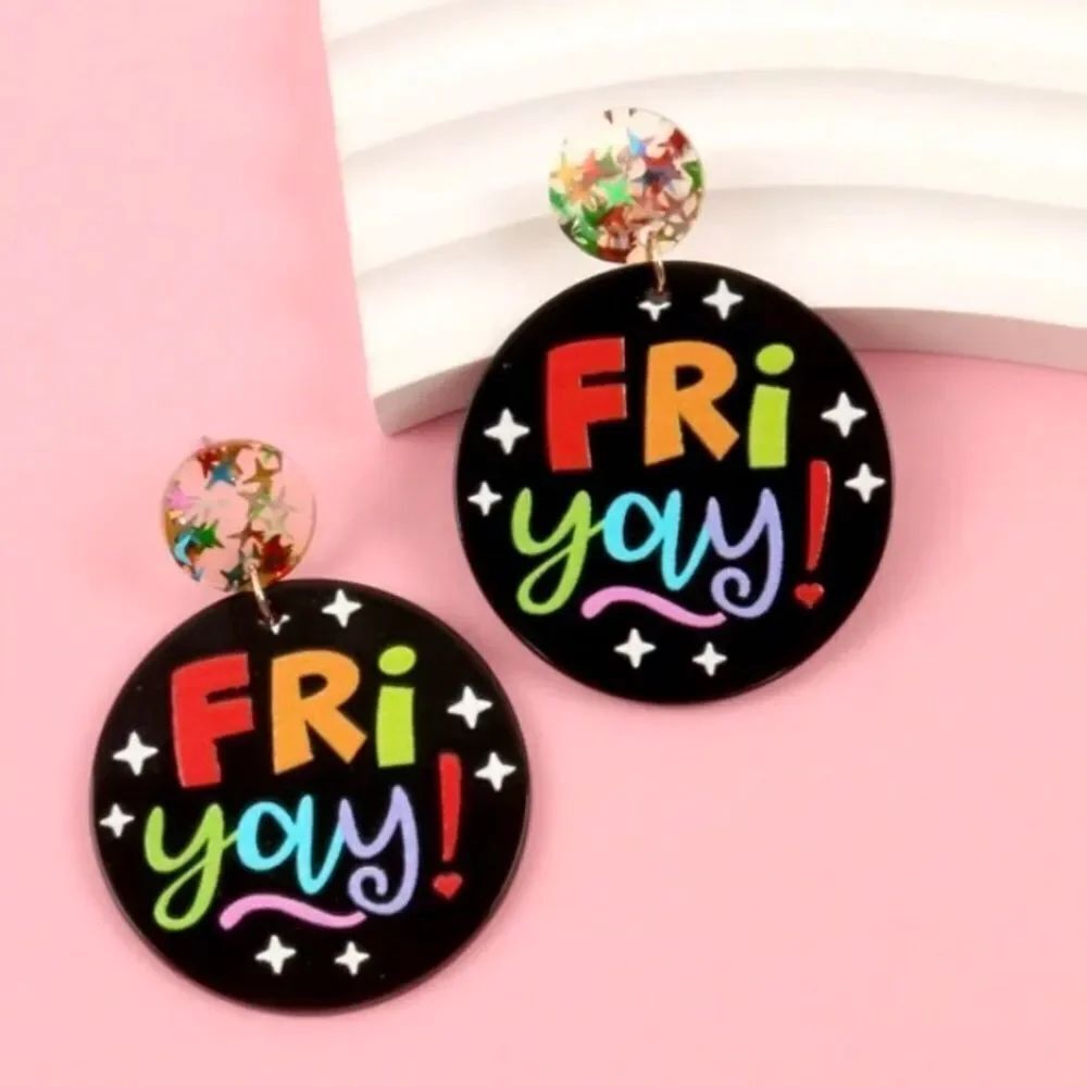 3for$20 Round Happy Friday Design Ladies' Circular Earrings